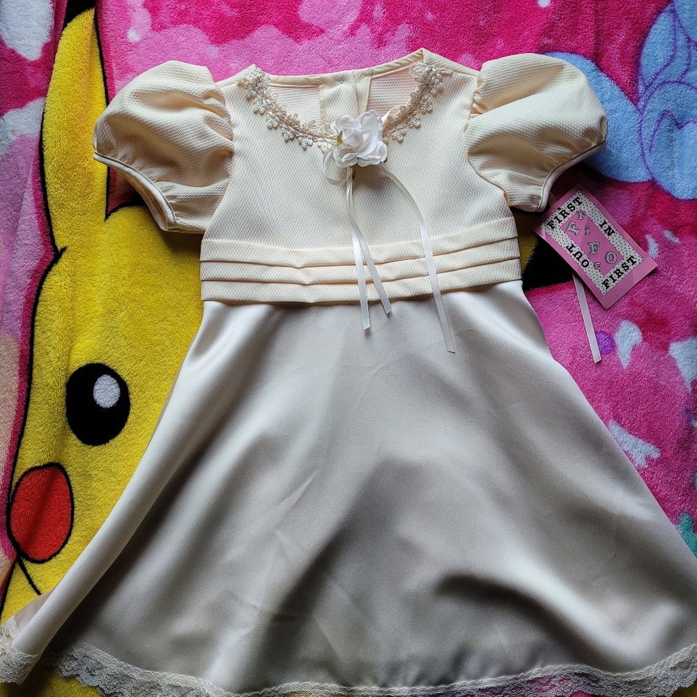 5T Girls Vintage Semi-Formal Dress, Light Yellow